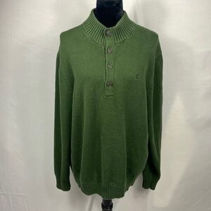 IZOD Green Knit Button Up Heavy Sweater